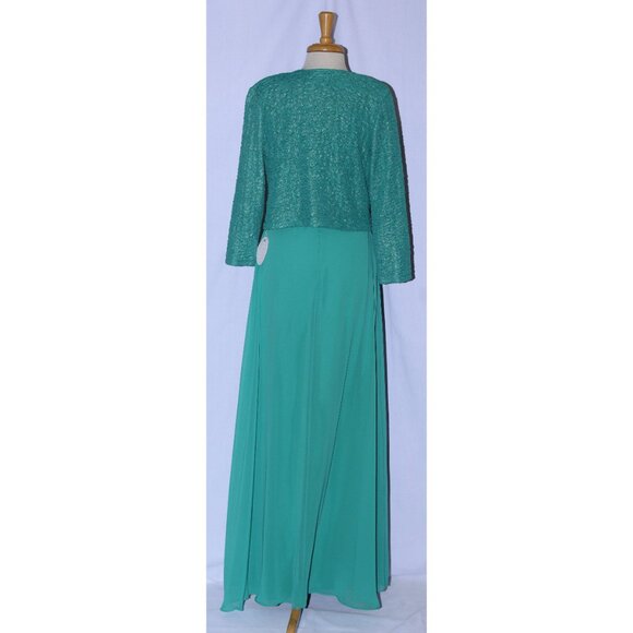 Fanny #1520 Floor Length Stretch Chiffon Gown With Jacket-Size XL-JADE-NEW - Picture 2 of 7